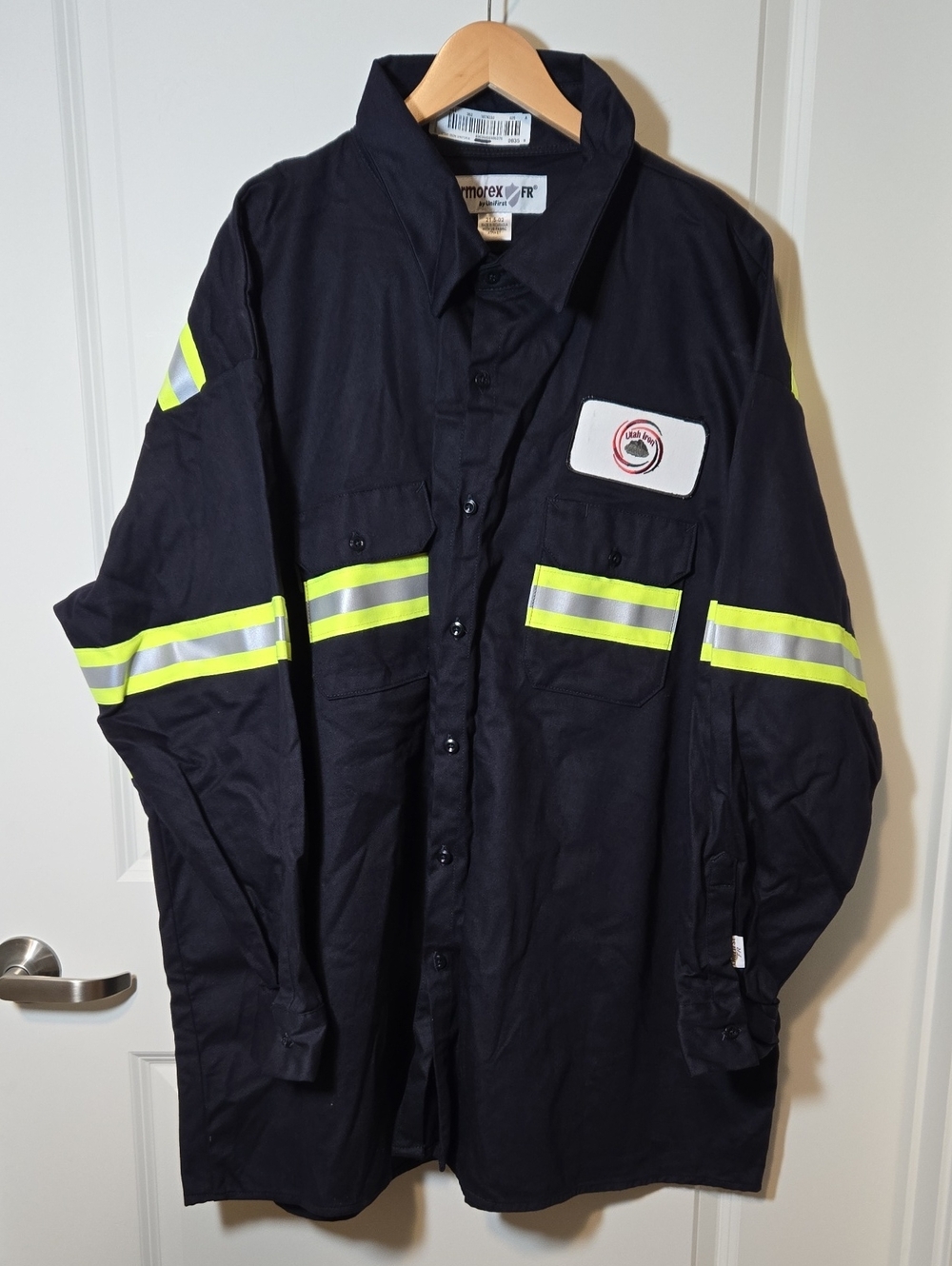 FR Work Shirt Jacket with High-Visibility Stripes - Black 4xl New